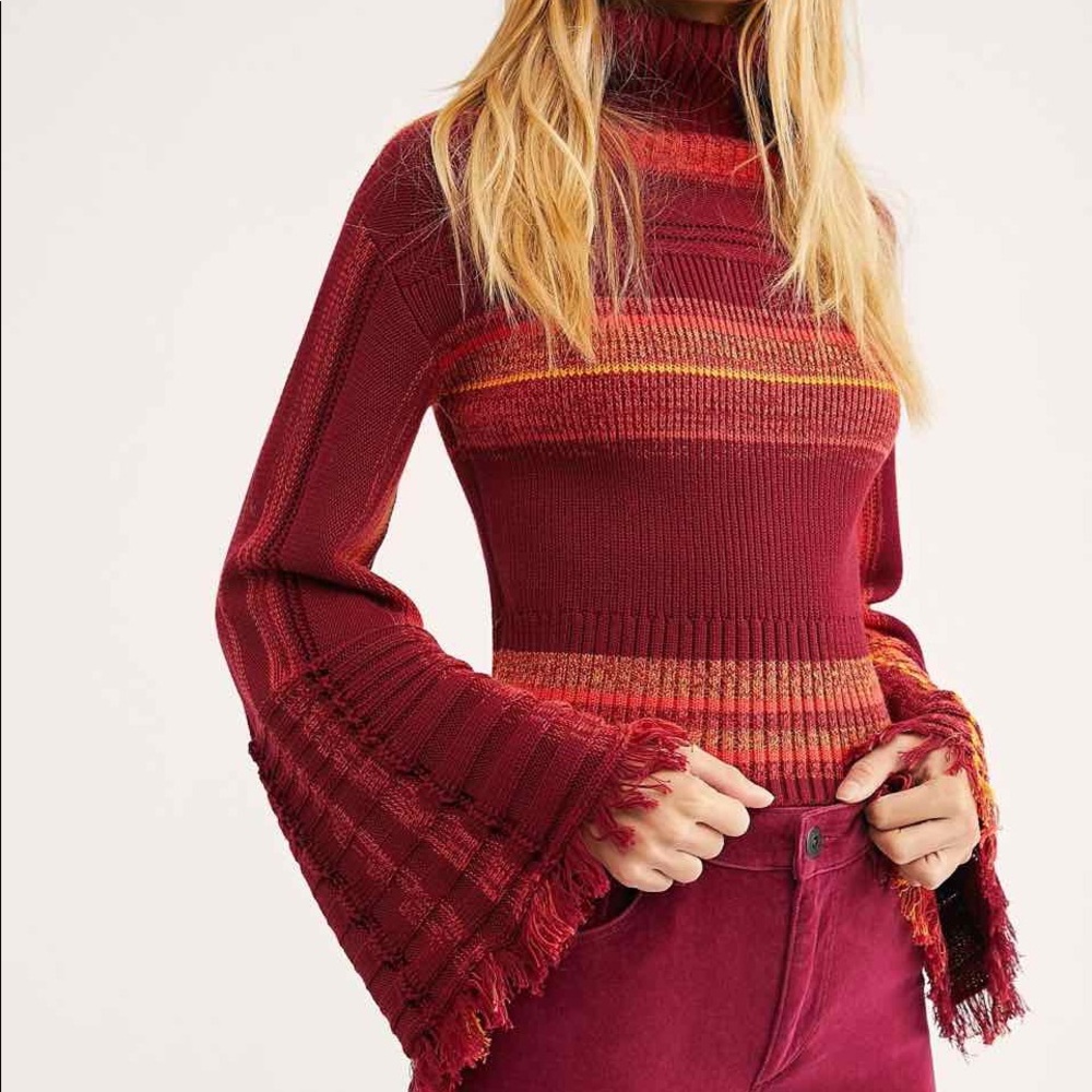Free People “Close to Me Pullover” Red NWT L & XS